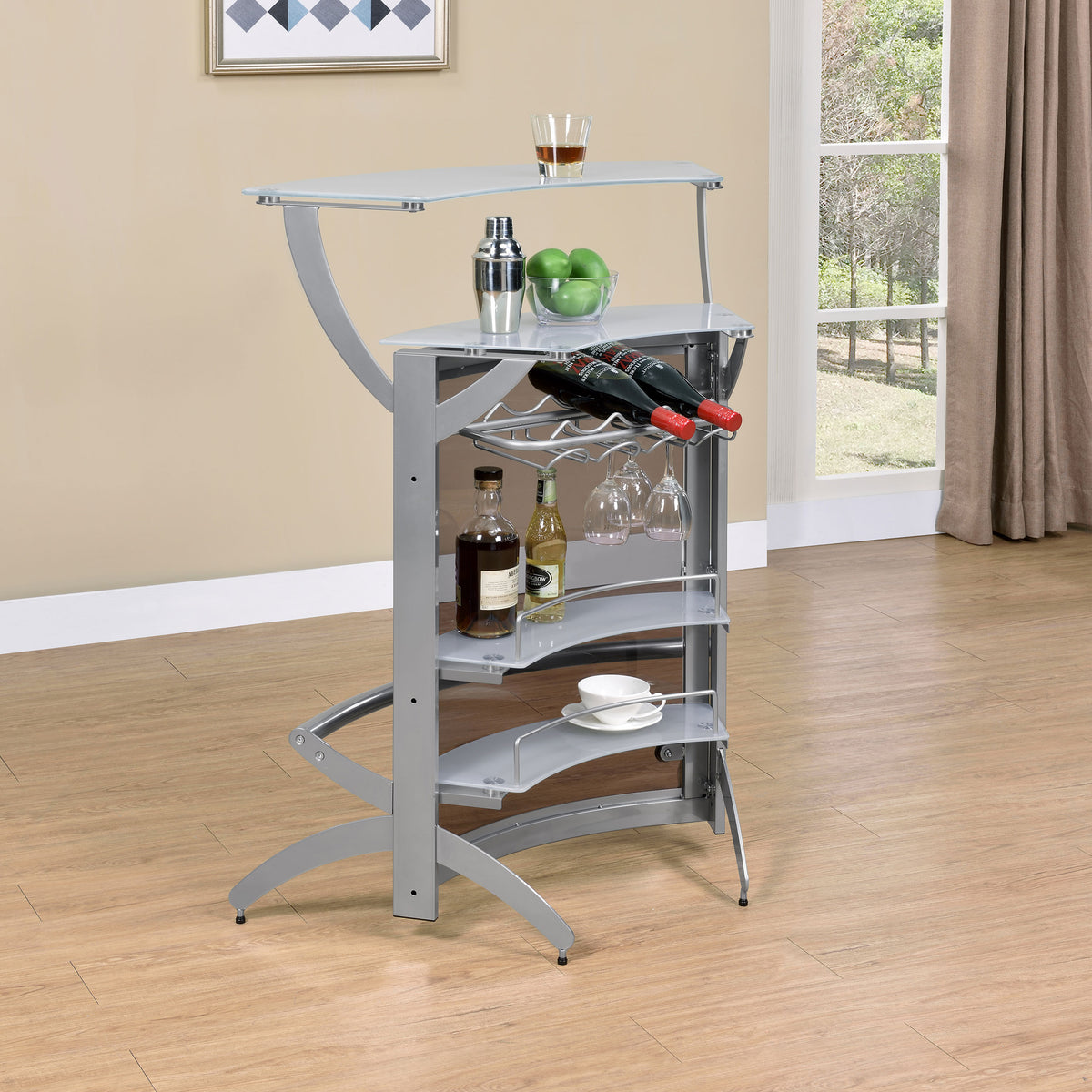 Dallas Curved Freestanding Home Bar Cabinet