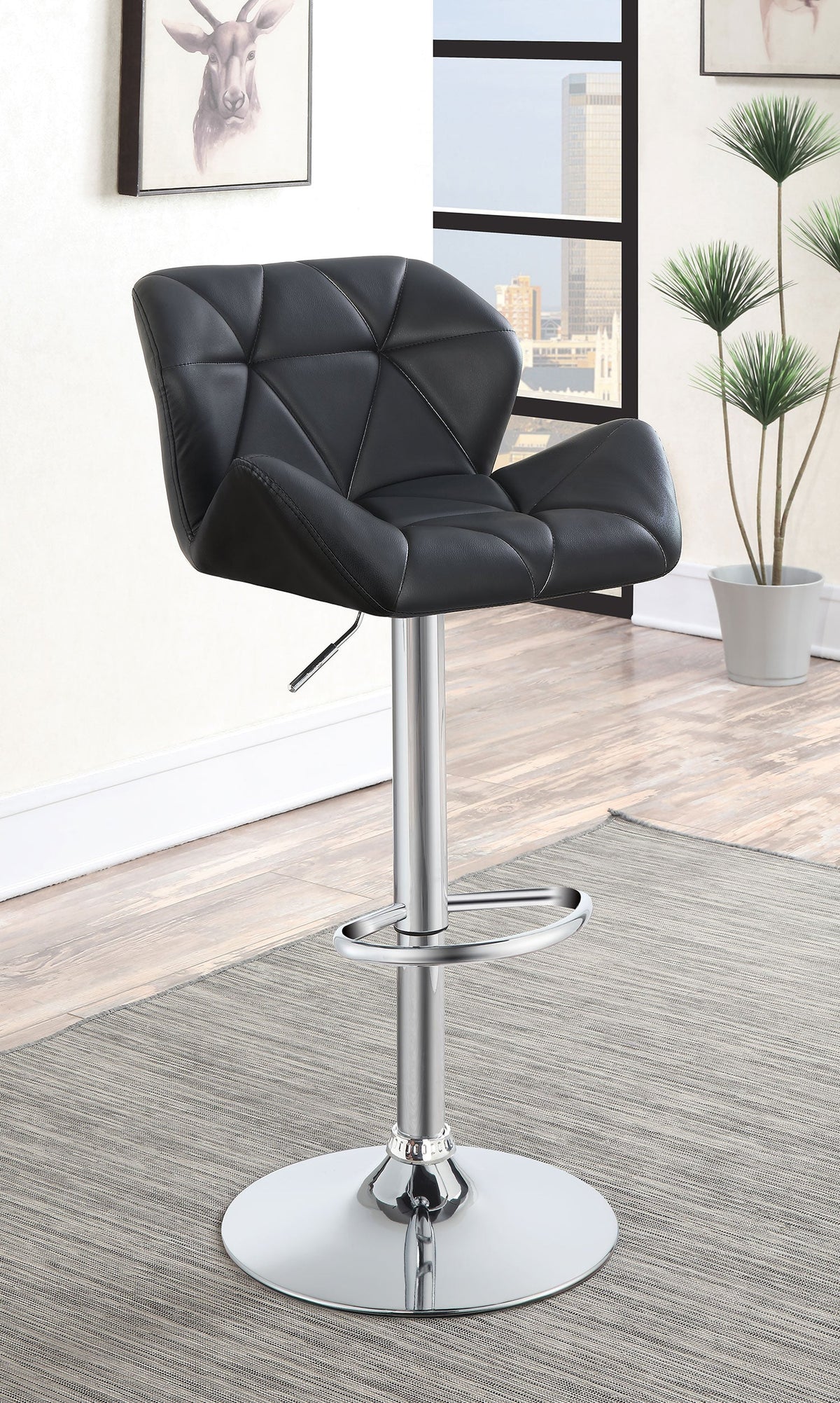 Berrington Upholstered Adjustable Bar Stool Grey (Set of 2)