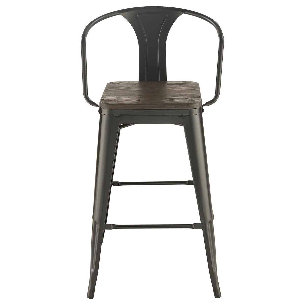 Cavalier Square Bar Table Set Dark Elm and Black
