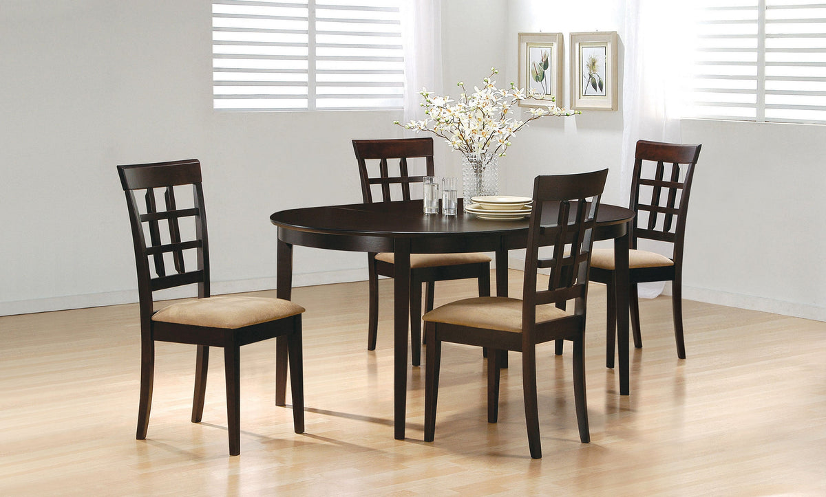 Gabriel Extension Leaf Dining Table Set Cappuccino