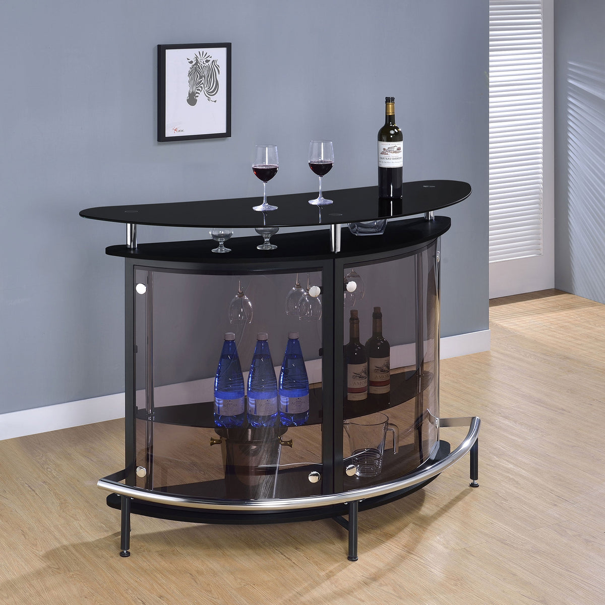 Amarillo Freestanding Glass Top Home Bar Wine Cabinet