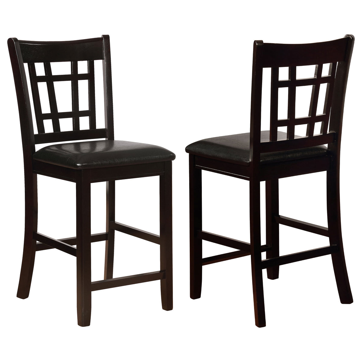 Lavon Wood Counter Chair Tan / Black and Espresso (Set of 2)