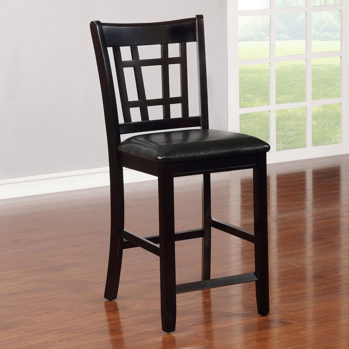 Lavon Wood Counter Chair Tan / Black and Espresso (Set of 2)