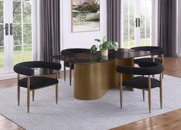Edson Rectangular Glass Top Dining Table Set Bronze