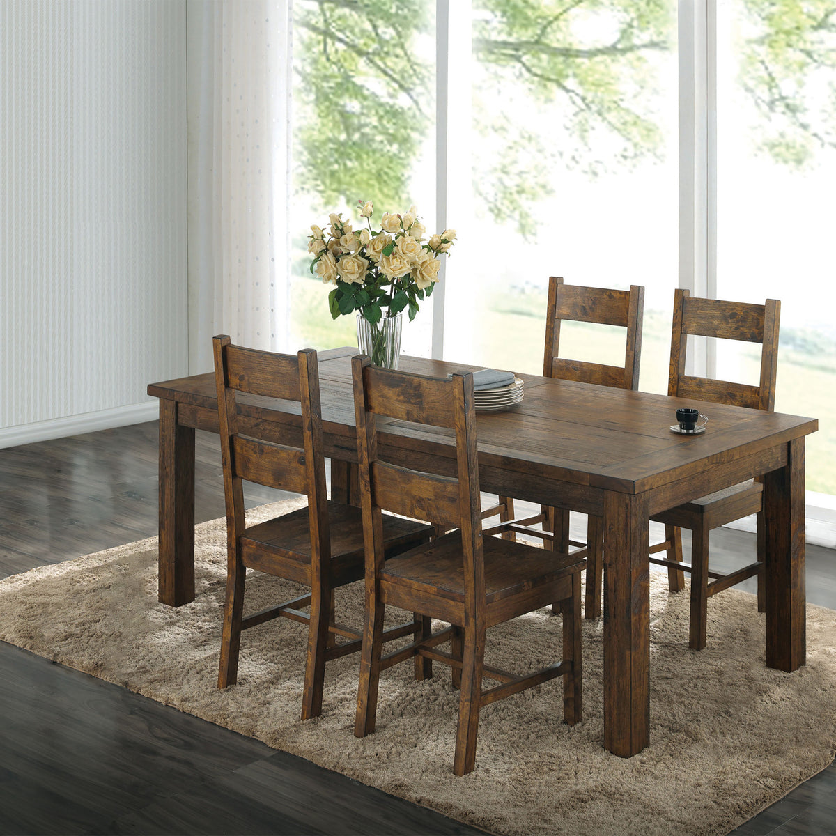 Coleman Rectangular Dining Set Rustic Golden Brown