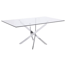 Carmelo Rectangular Glass Top Dining Set Chrome
