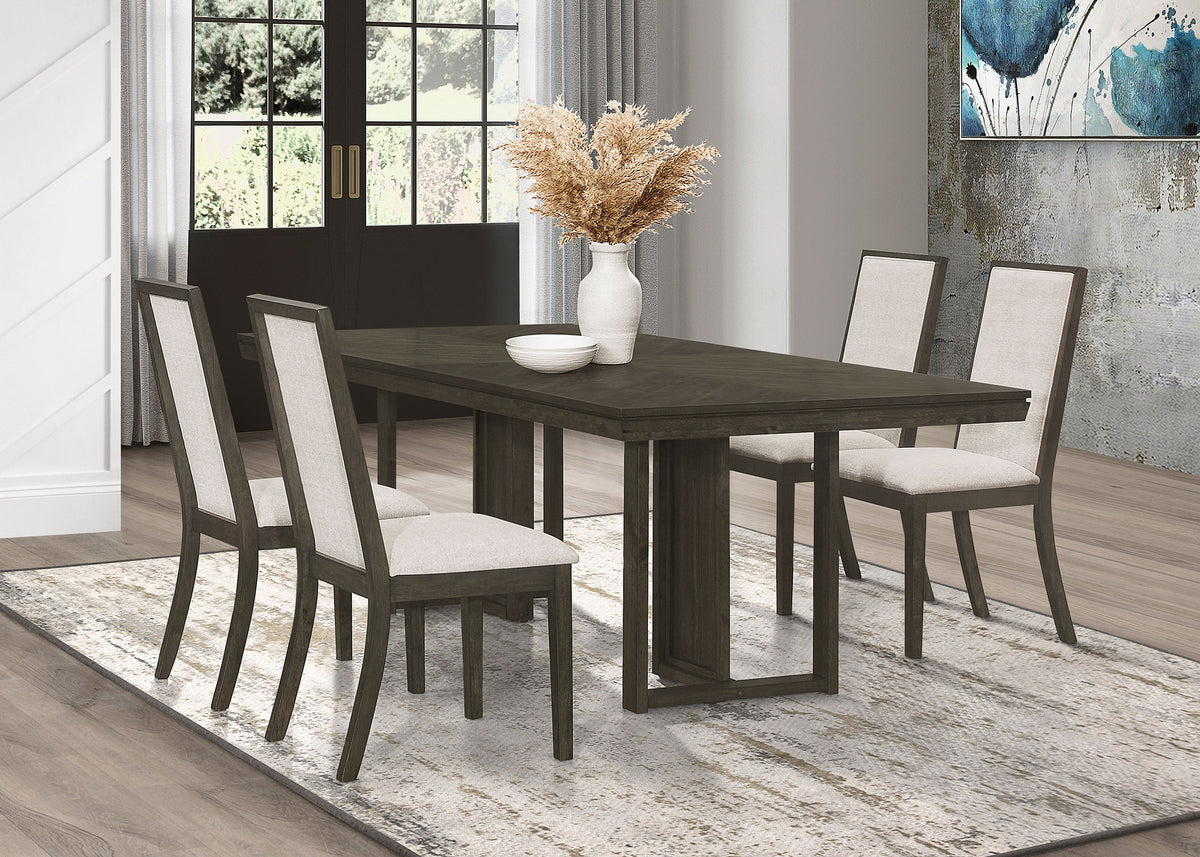 Kelly Rectangular Dining Table Set Dark Grey