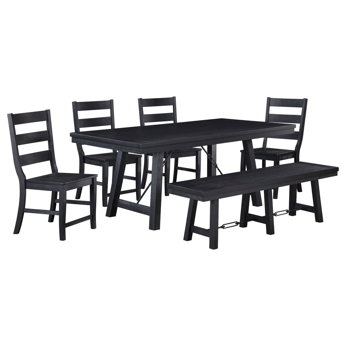 Newport Rectangular Trestle Dining Table Set Black