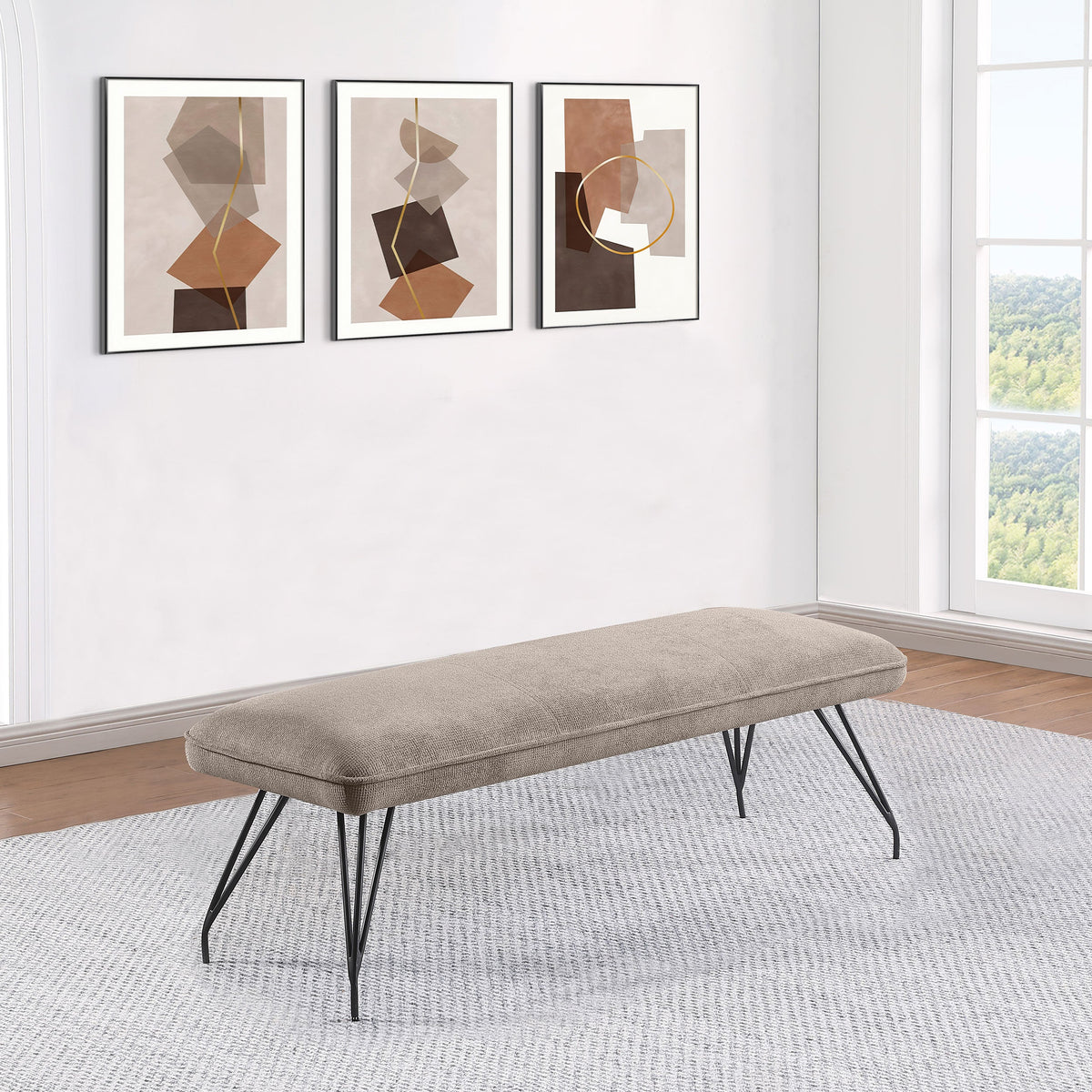 Dodson Fabric Upholstered Dining Bench Grey
