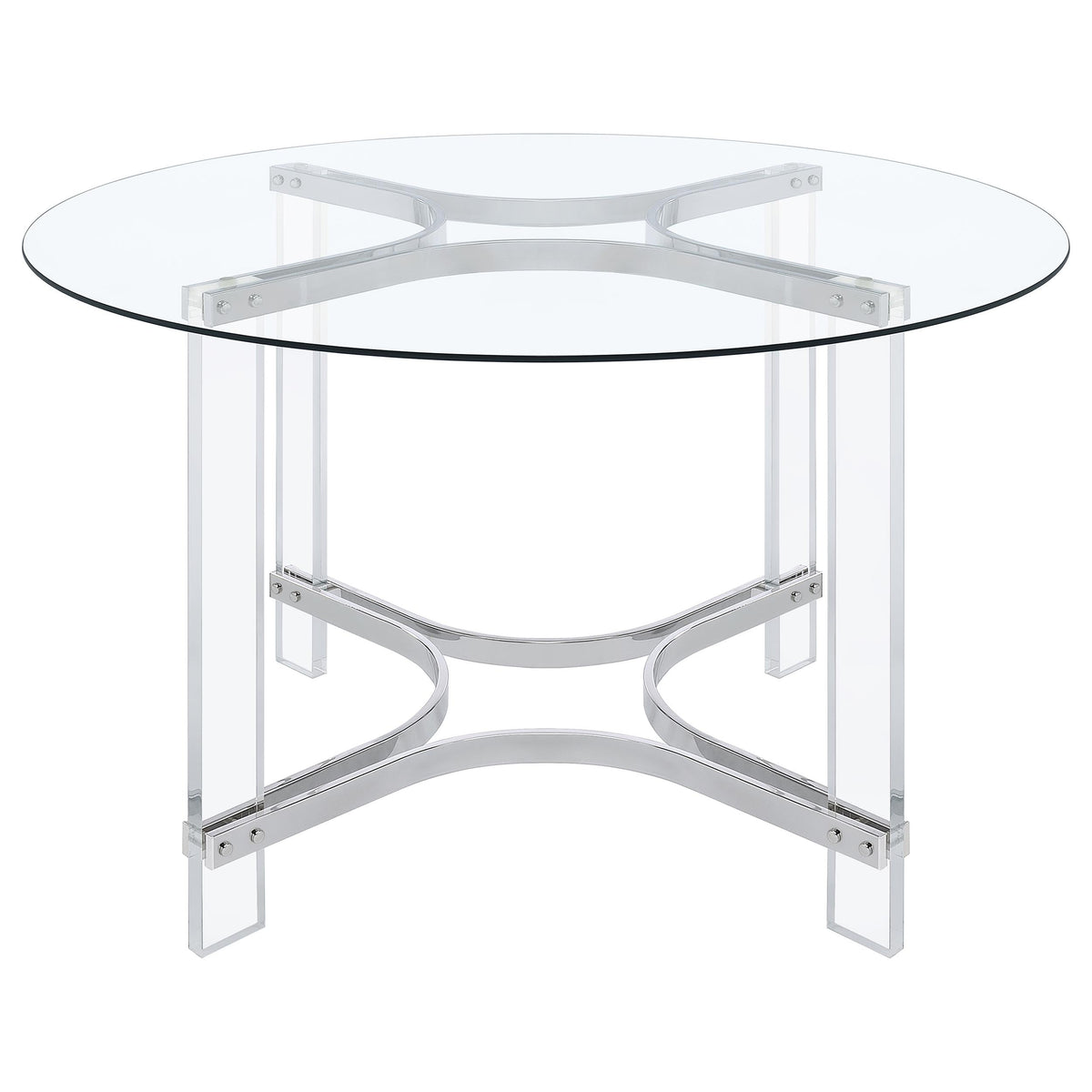 Keeling Round Glass Top Acrylic Dining Set Chrome