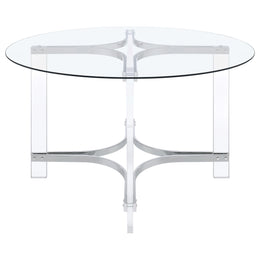 Keeling Round Glass Top Acrylic Dining Set Chrome