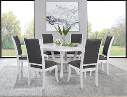 Judd 54-inch Round Wood Dining Table Set Pearl White