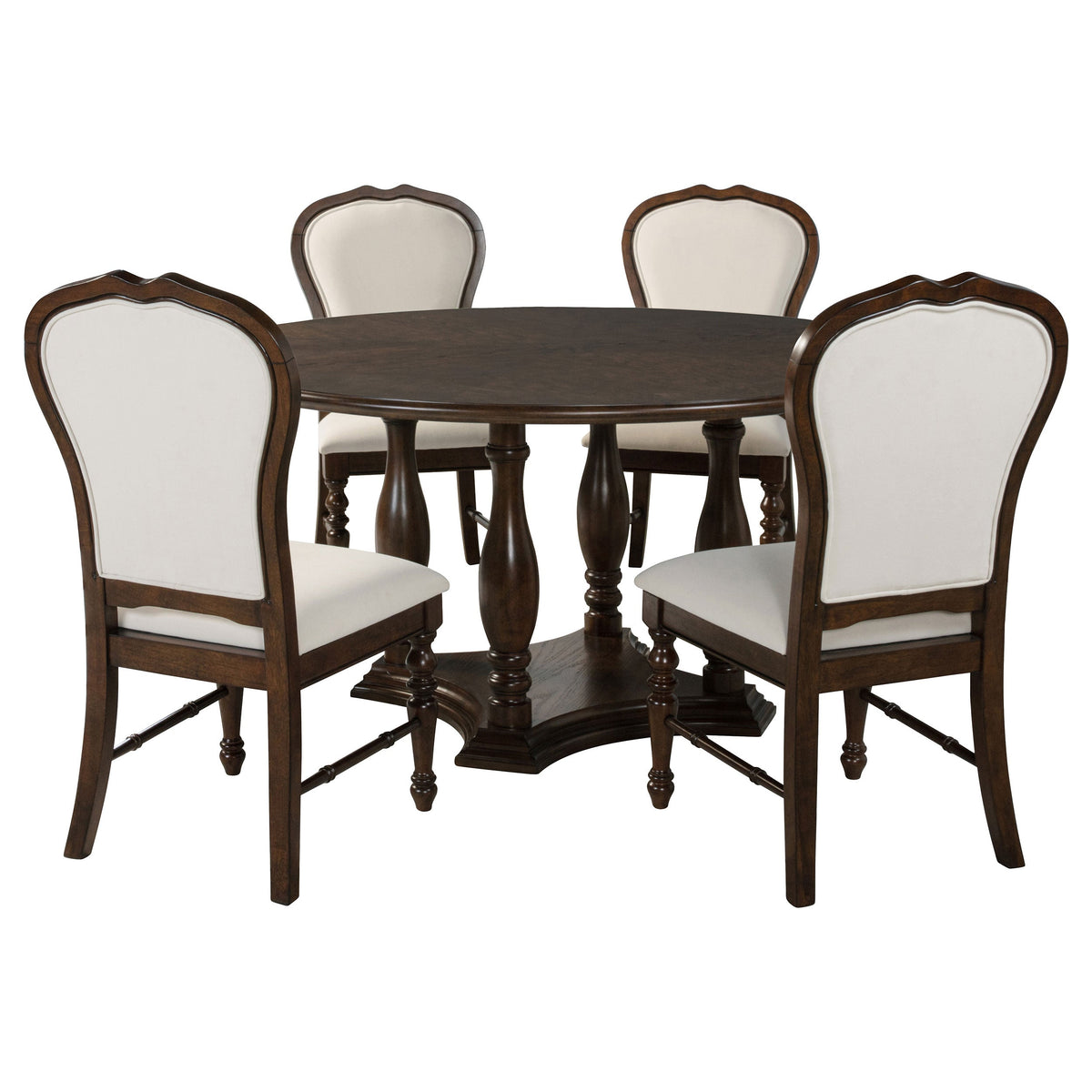 Landon 60-inch Round Dining Table Set Rich Brown