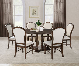 Landon 60-inch Round Dining Table Set Rich Brown