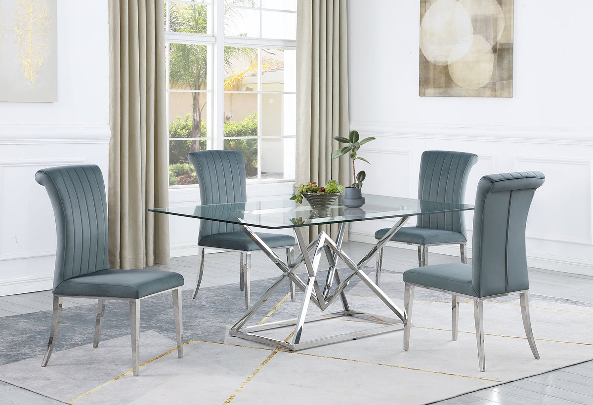 Beaufort Rectangular Dining Set Chrome and Grey