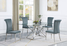 Beaufort Rectangular Dining Set Chrome and Grey