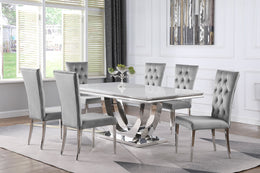 Kerwin Rectangular Dining Table Set Grey and Chrome