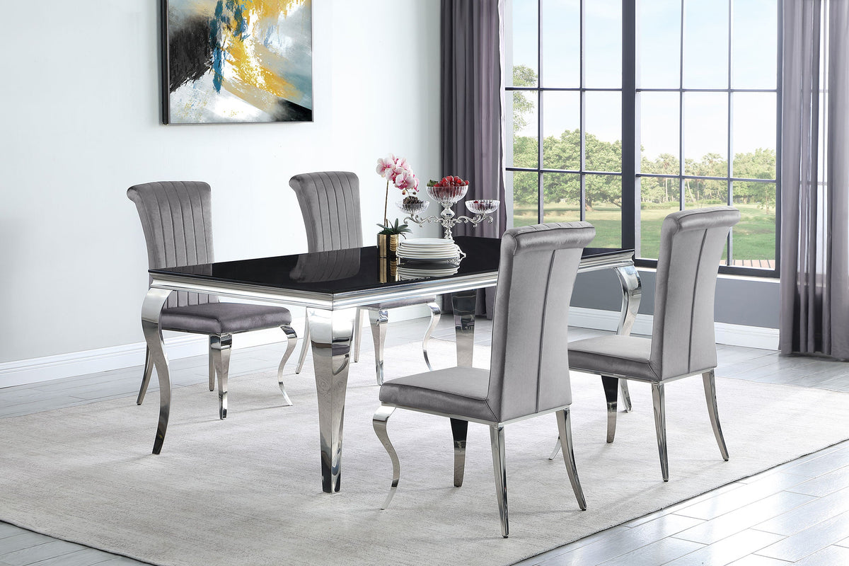 Carone 81-inch Rectangular Black Glass Dining Set Black