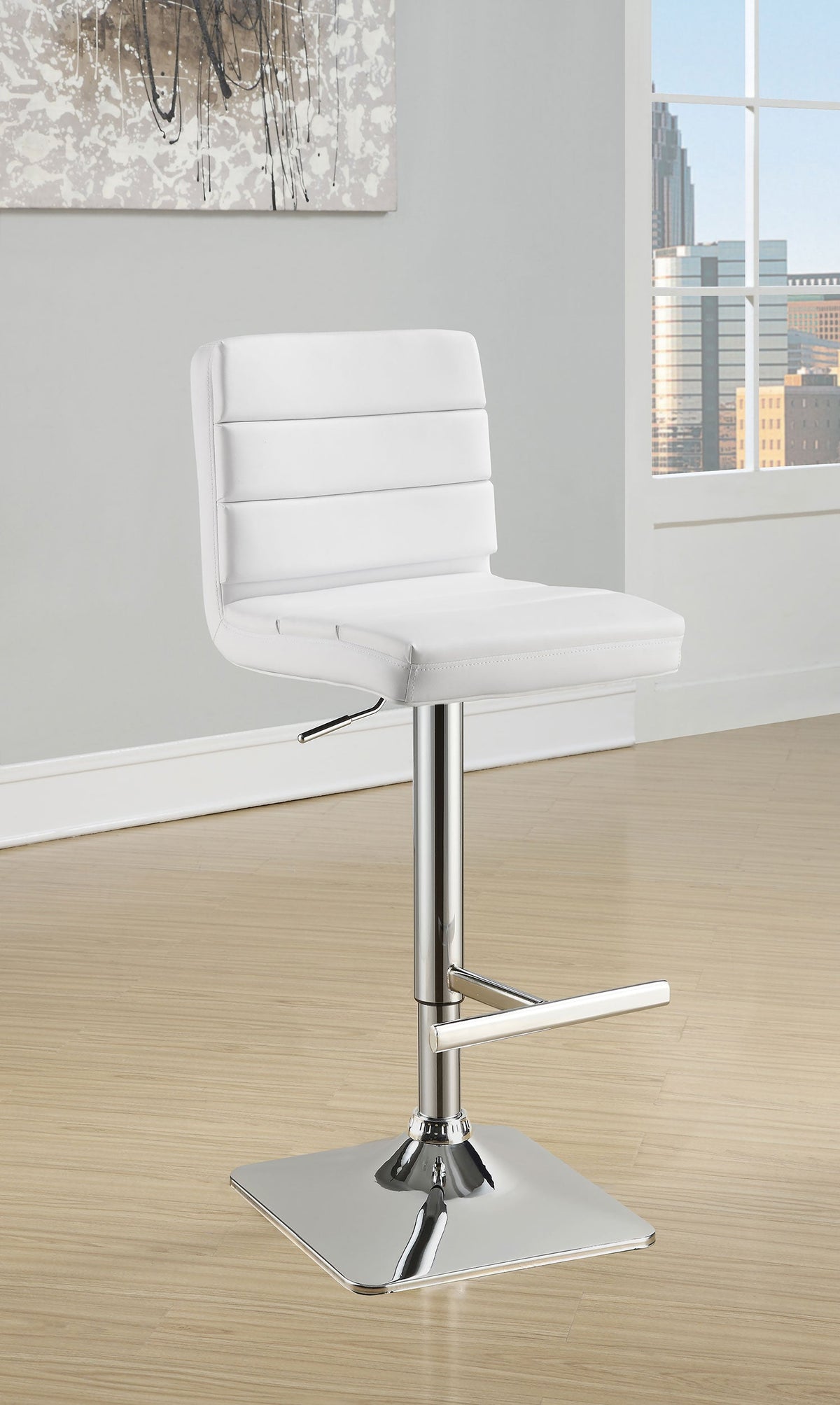 Bianca Upholstered Adjustable Bar Stool Black (Set of 2)