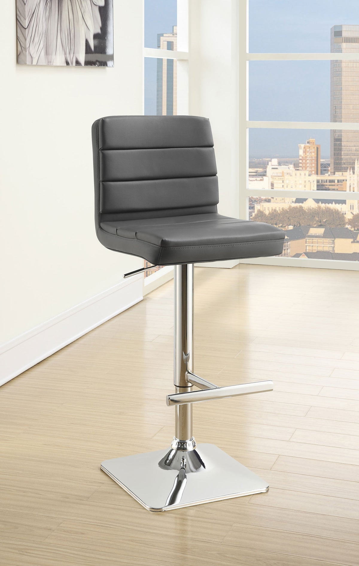 Bianca Upholstered Adjustable Bar Stool Black (Set of 2)