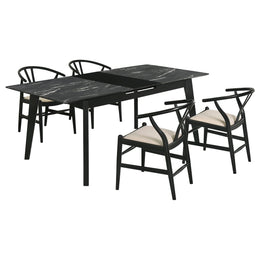 Crestmont Extension Leaf Dining Table Set Black