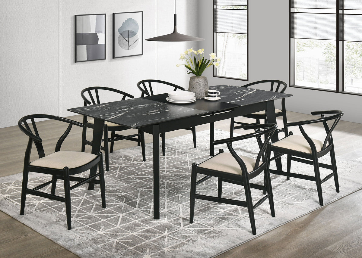 Crestmont Extension Leaf Dining Table Set Black