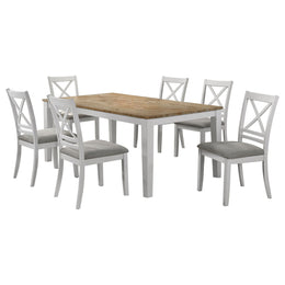 Hollis Rectangular Dining Table Set Brown and White
