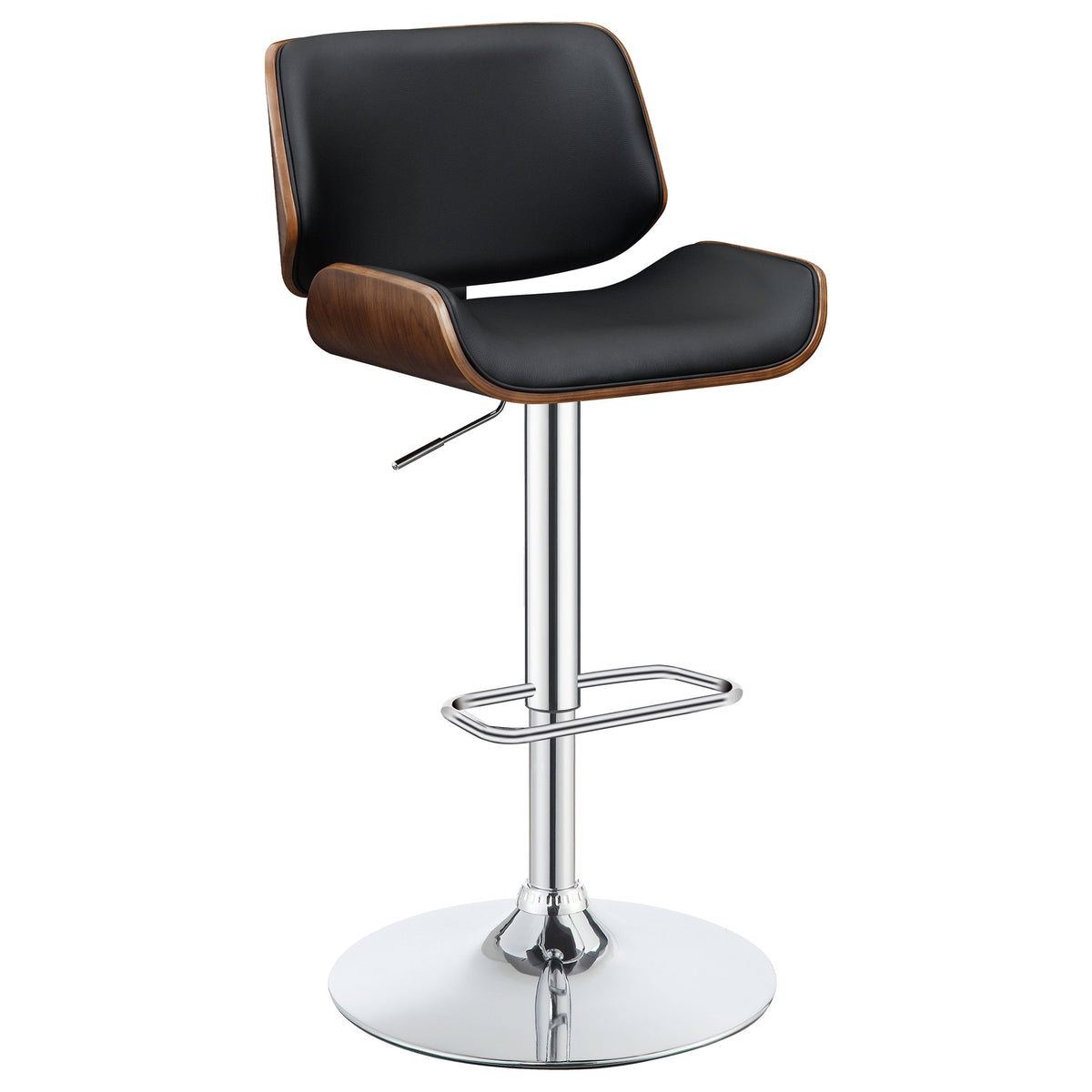 Folsom Upholstered Adjustable Bar Stool Black / Ecru and Chrome