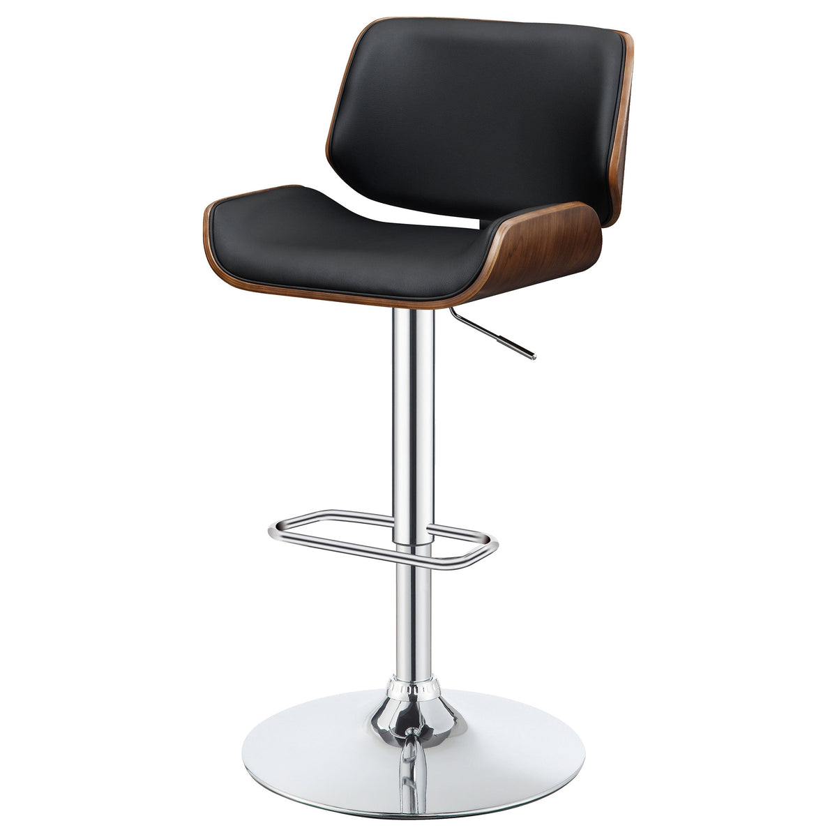 Folsom Upholstered Adjustable Bar Stool Black / Ecru and Chrome