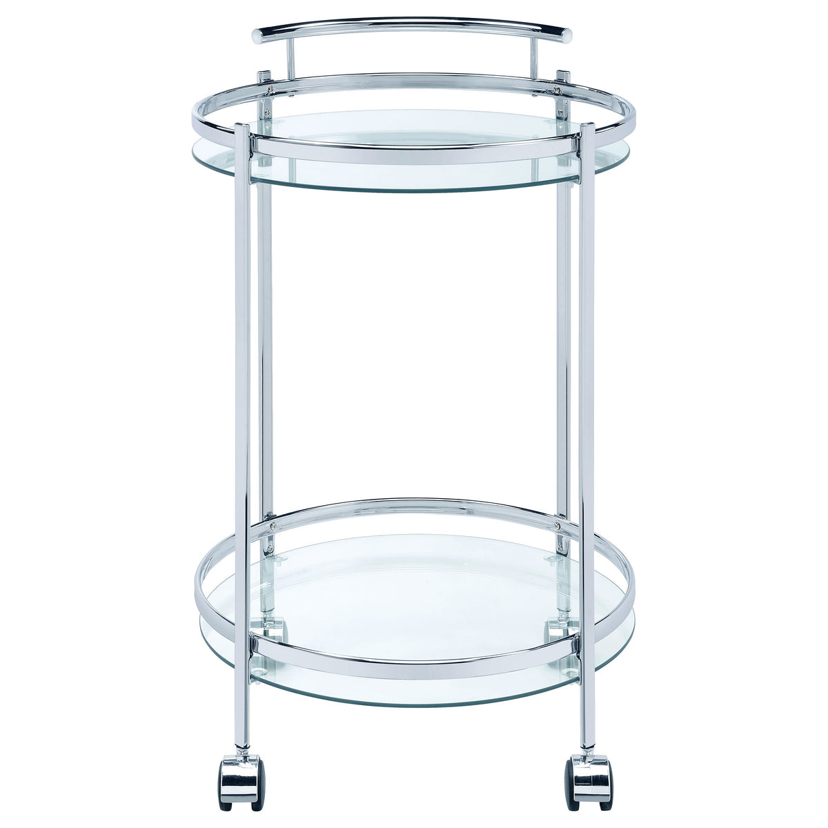 Chrissy 2-tier Round Glass Shelf Metal Bar Cart Brass