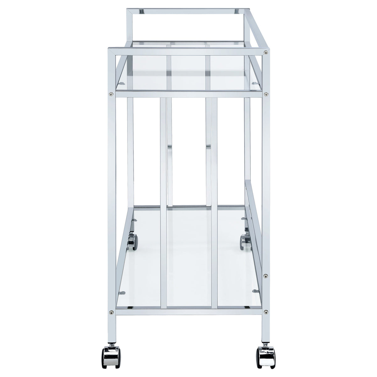 Cara 2-tier Rectangular Glass Shelf Metal Bar Cart Brass