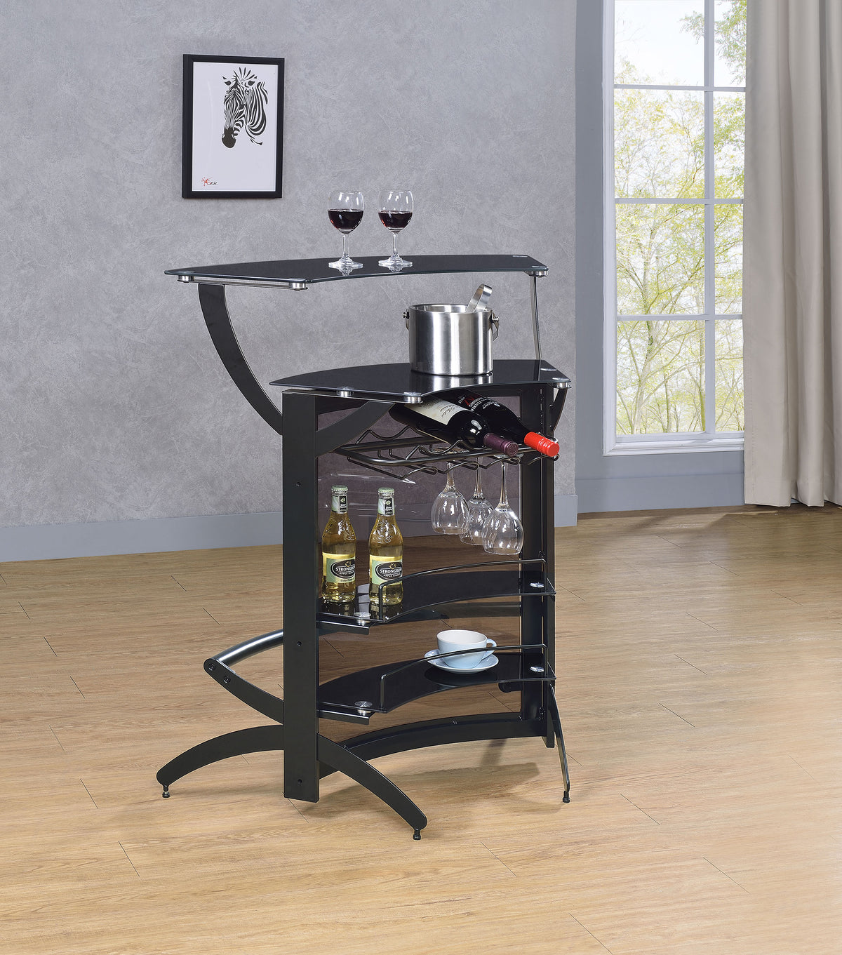Dallas Curved Freestanding Home Bar Cabinet