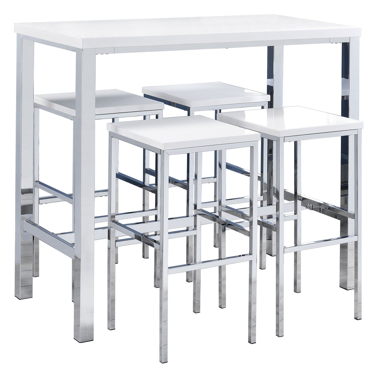 Natividad Pub Height Bar Table Set White High Gloss