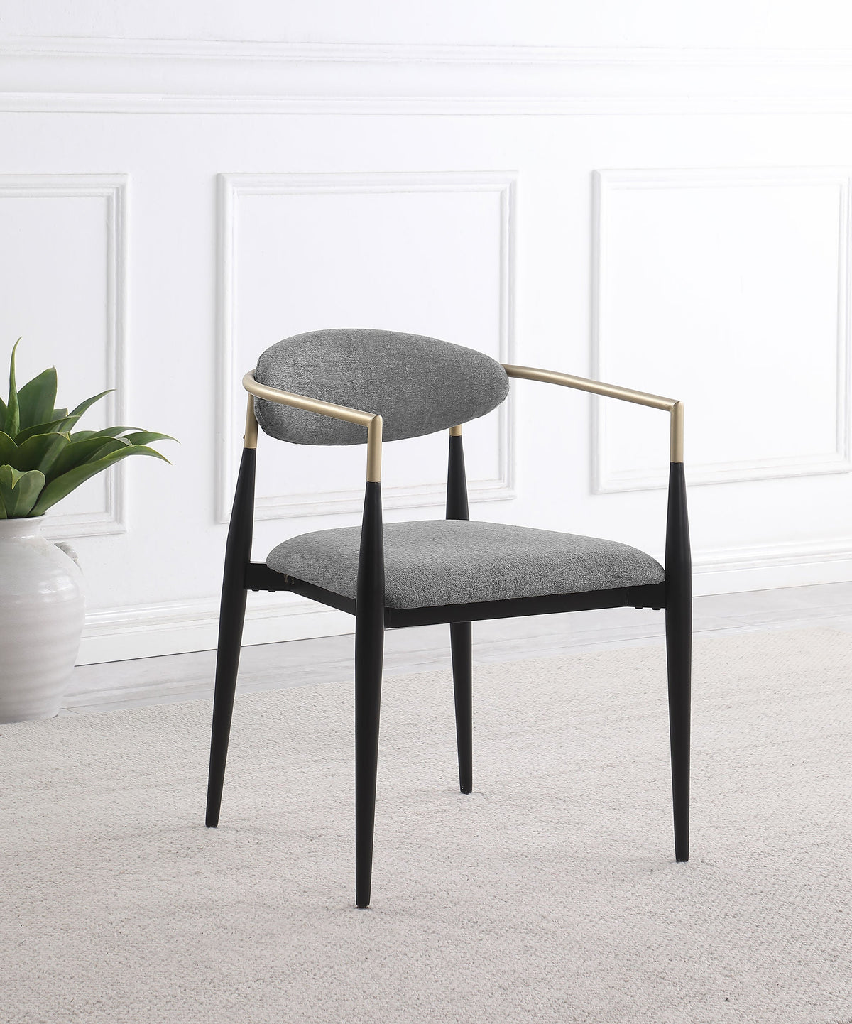 Alexis Fabric Upholstered Dining Arm Chair Beige (Set of 2)