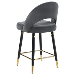 Lindsey Velvet Upholstered Counter Chair Black (Set of 2)