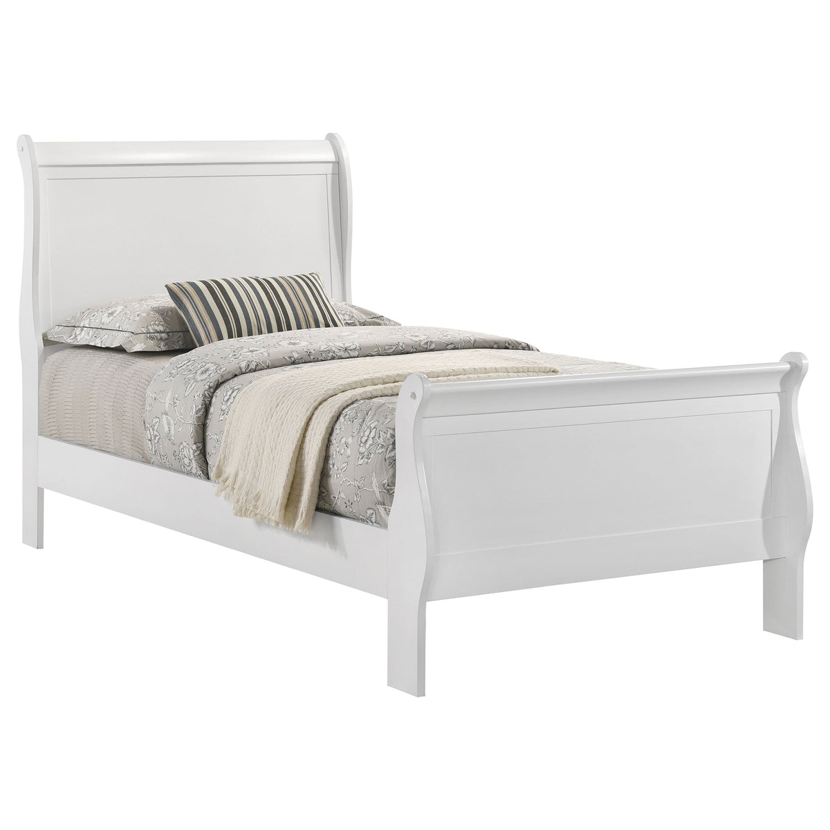 Louis Philippe 47-inch Sleigh Panel Bed White