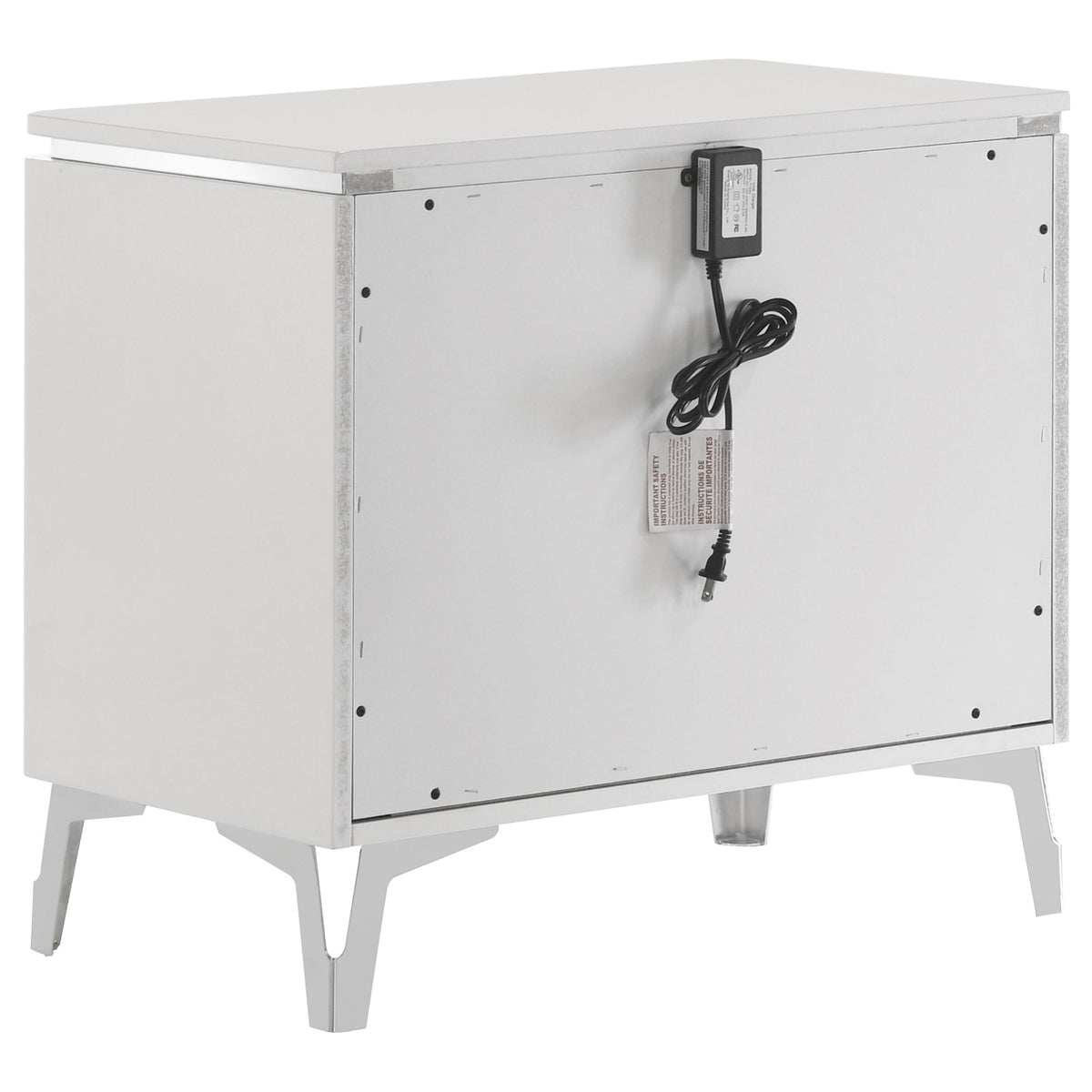 Cassia 2-drawer Nightstand Bedside Table White High Gloss