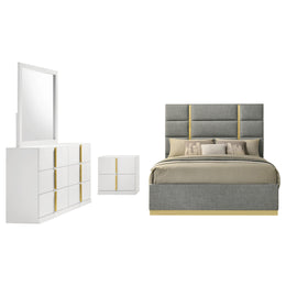 Ines Bedroom Set Grey/Navy and White High Gloss