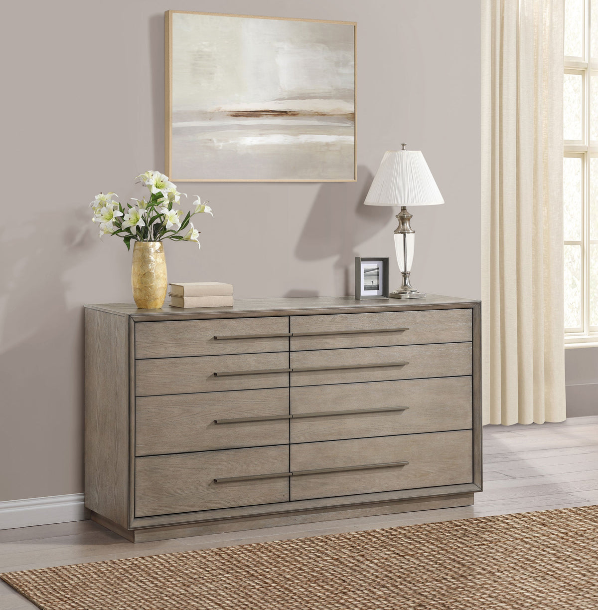 Durango 8-drawer Dresser and Mirror Taupe Oak