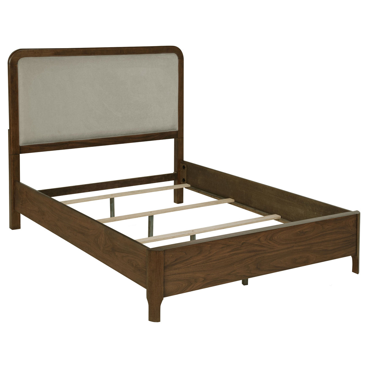 Maderia 57-inch Upholstered California King Panel Bed Walnut