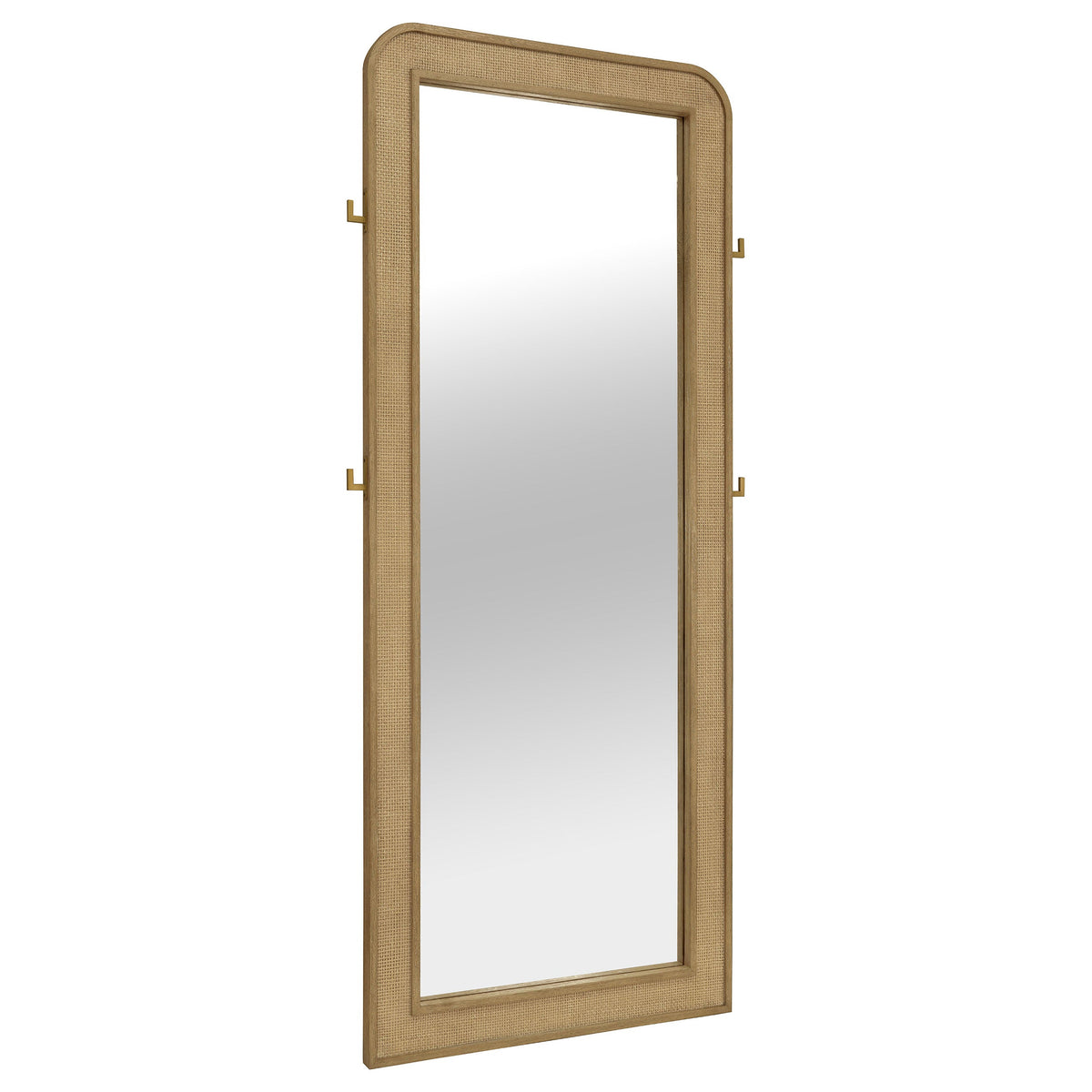 Arini Cane Weave Length Standing Floor Mirror Black
