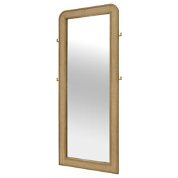 Arini Cane Weave Length Standing Floor Mirror Black