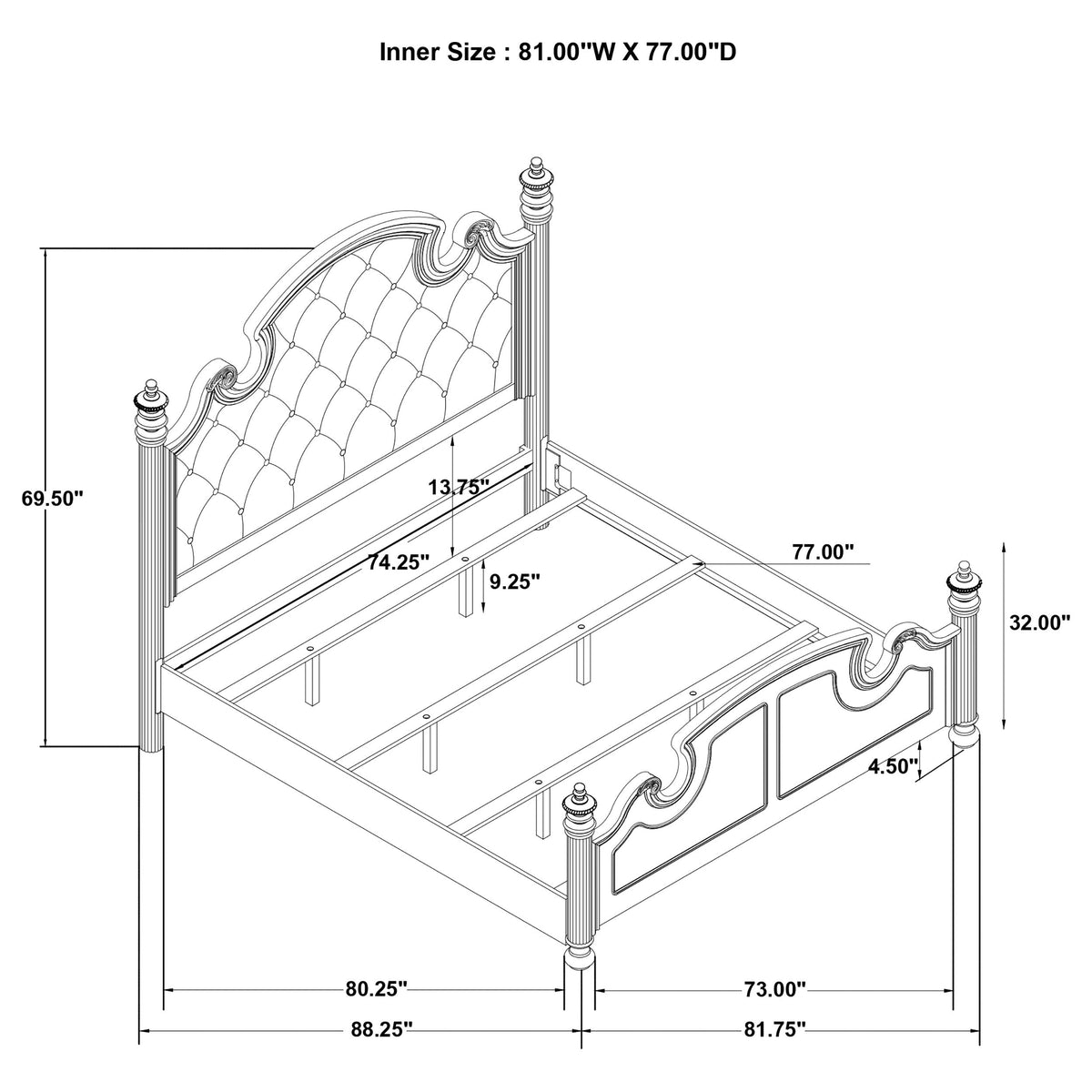 Celina Wood Poster Bed Black