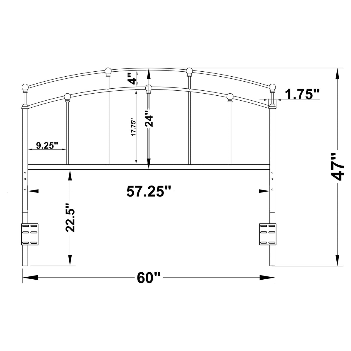 Bryant Metal or Open Frame Headboard Black