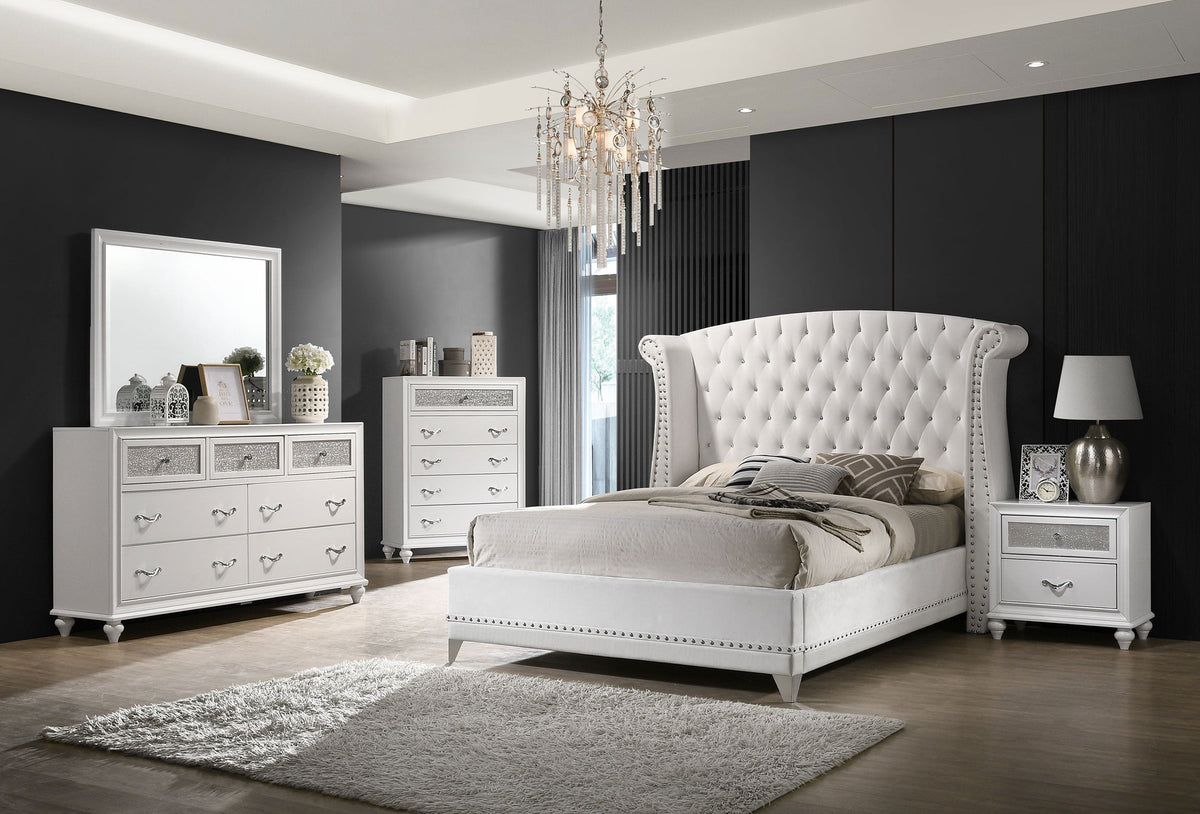 Barzini Upholstered California King Wingback Bed Black
