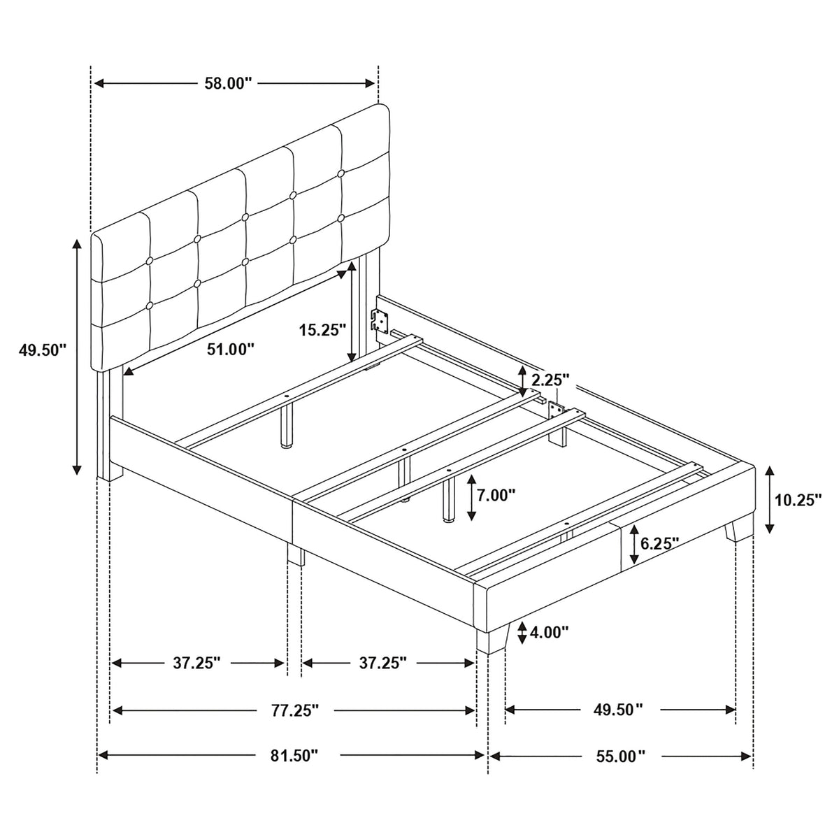 Mapes Upholstered Panel Bed Charcoal
