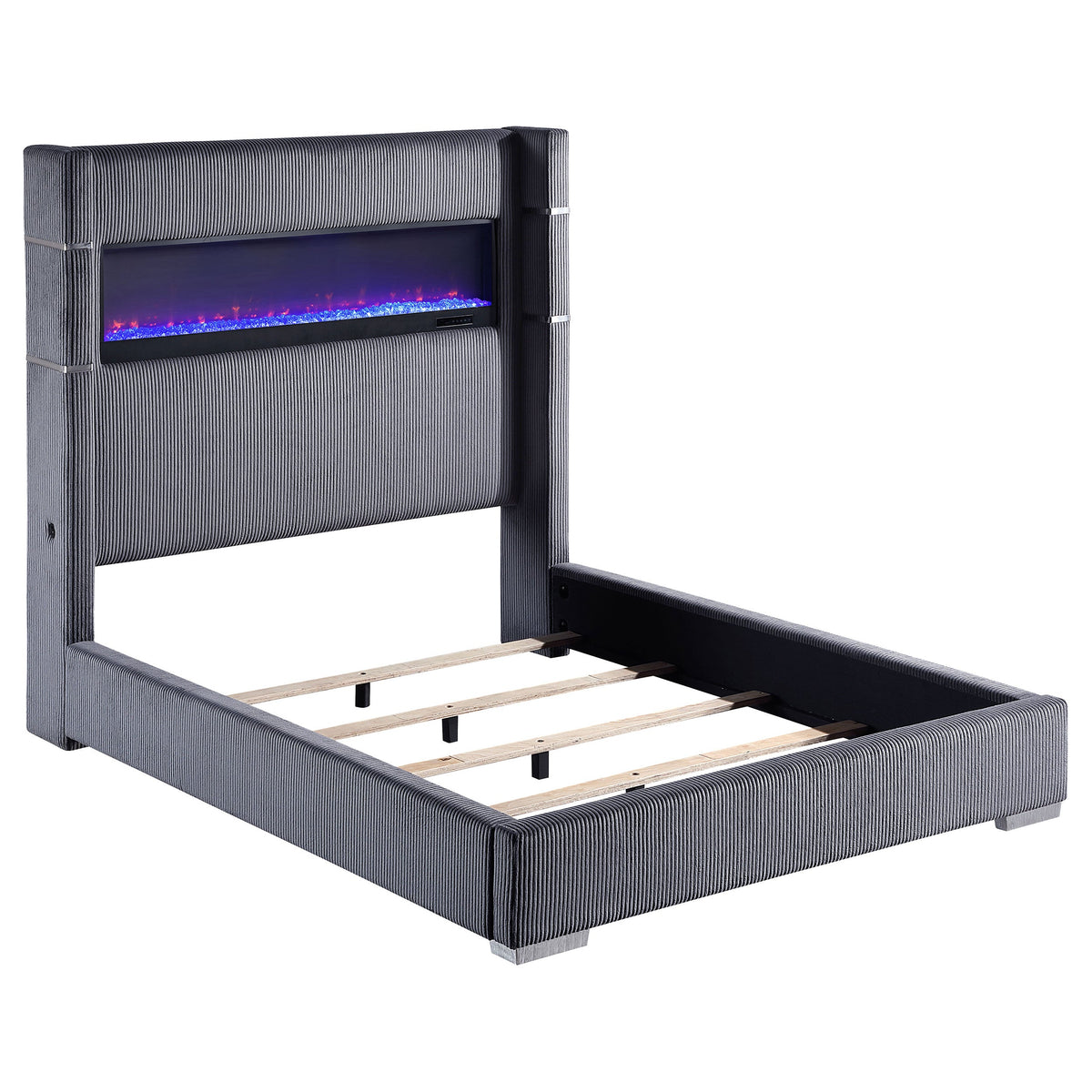 Tisdall Upholstered Cal King Flame Visualizer Bed Black