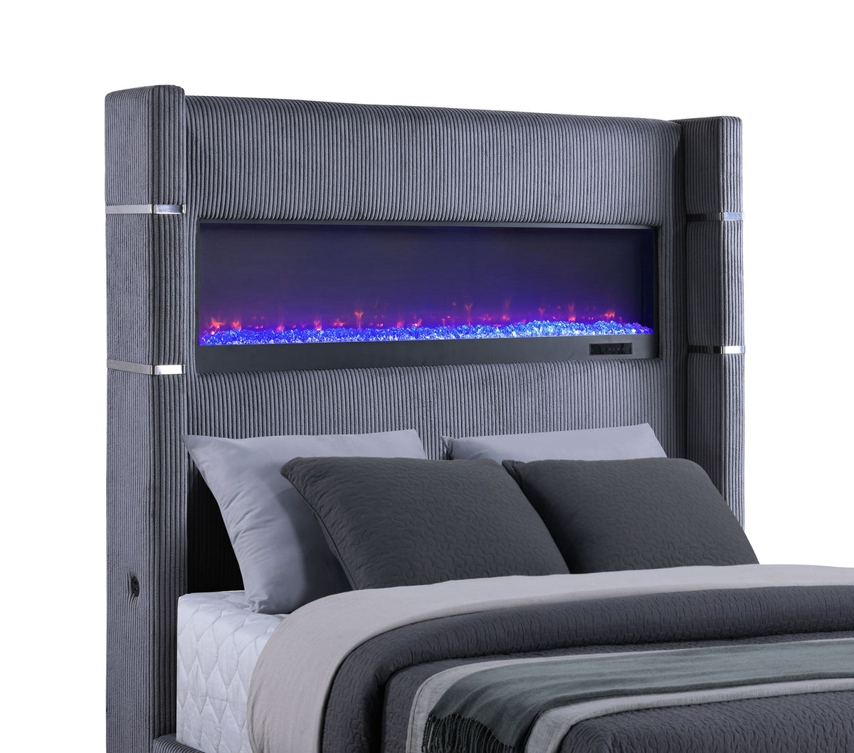 Tisdall Upholstered Cal King Flame Visualizer Bed Black