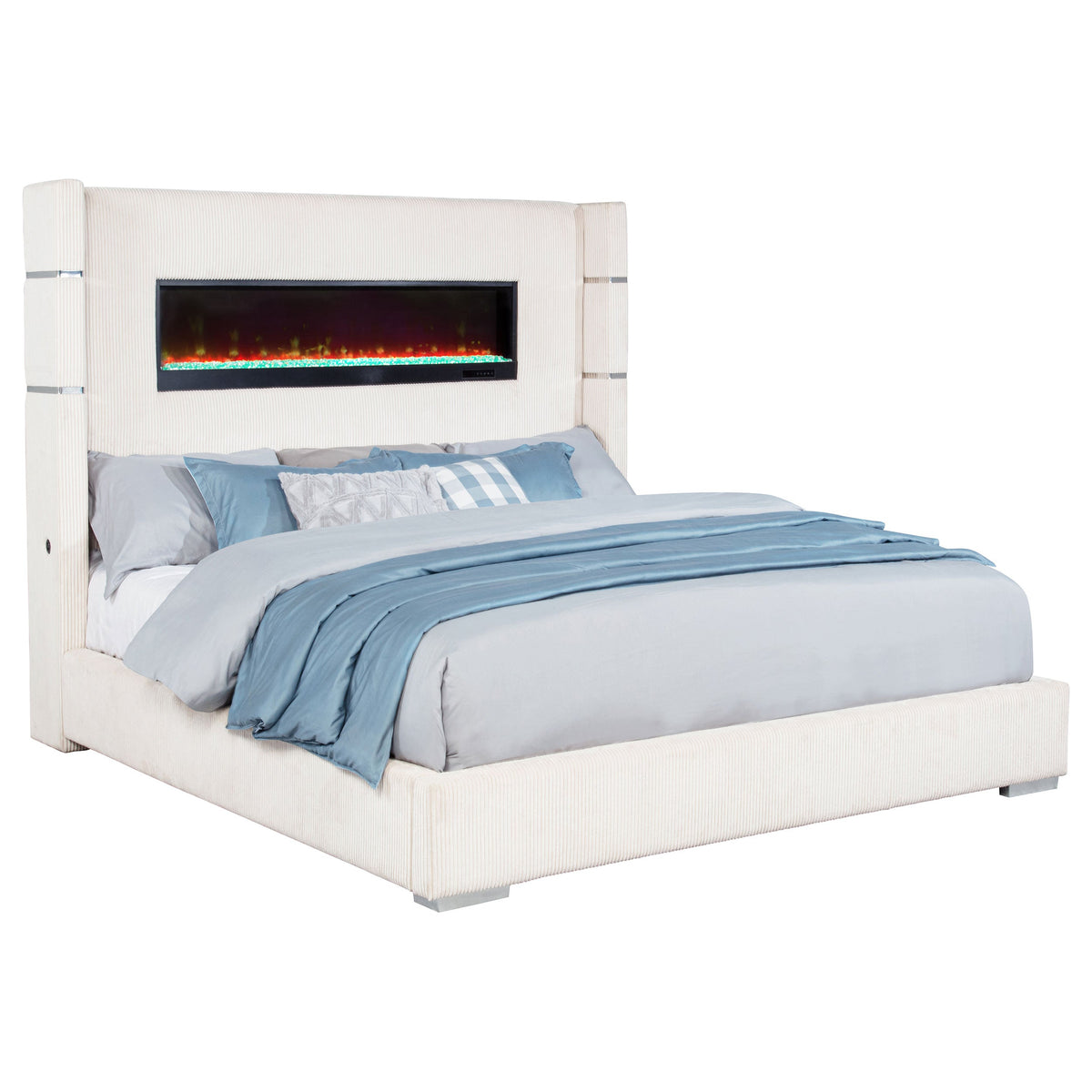 Tisdall Upholstered Cal King Flame Visualizer Bed Black