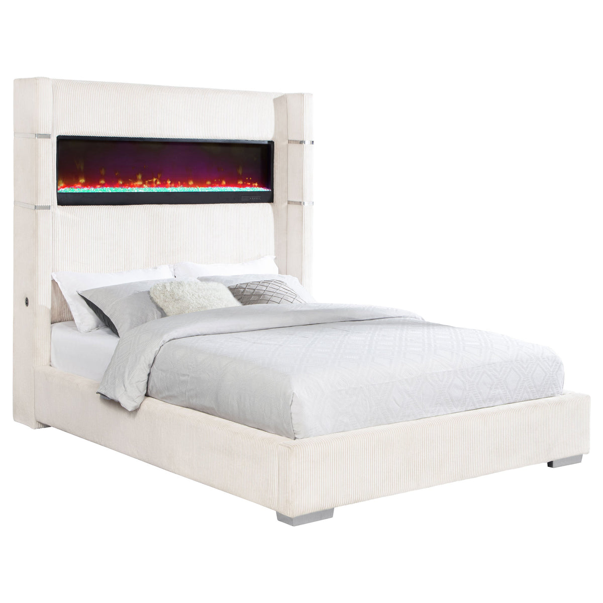 Tisdall Upholstered Cal King Flame Visualizer Bed Black